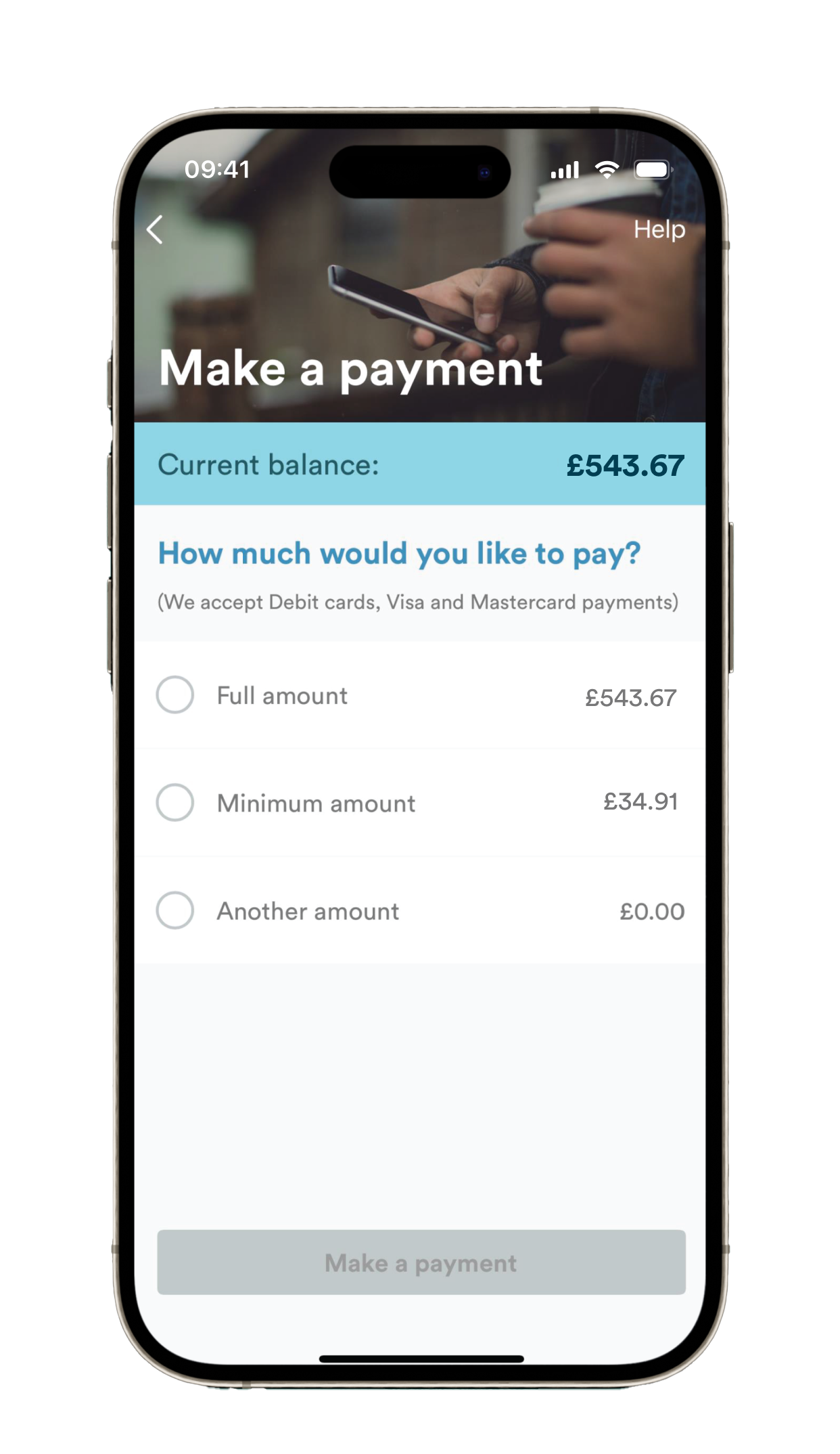 Make a payment app screen